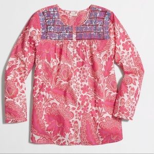 J. Crew• Pink Peasant Embroidered Boho Top• Small